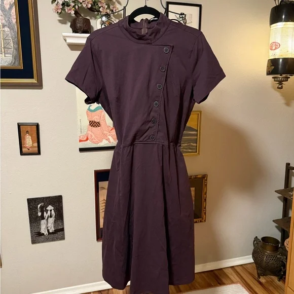 Purple Short Sleeve Dress - Picture 2 of 7